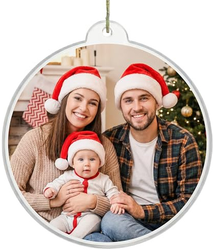 Personalisierte Weihnachtskugel mit Foto Christbaumkugel selbst gestalten Tannenbaum Kugel Acrylglas Weihnachtsanhänger Christbaumschmuck (Rund)