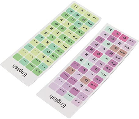 Generic 2pcs Keyboard Stickers Colorful English Language PVC Material Keycaps Stickers for Laptop Desktop PC Keyboards, Compatible with All 10in to 17in (C)