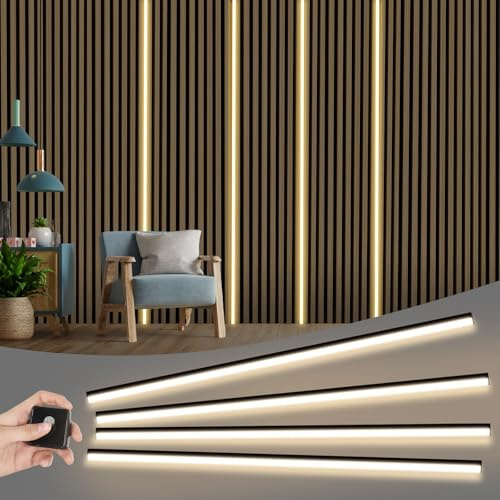 WMLBK Black LED Strip Lights for Acoustic Wall Panels,240cm Cuttable LED Lights 12×12mm Warm Tone Strip Lights fit Acoustic Wall Panel (4)