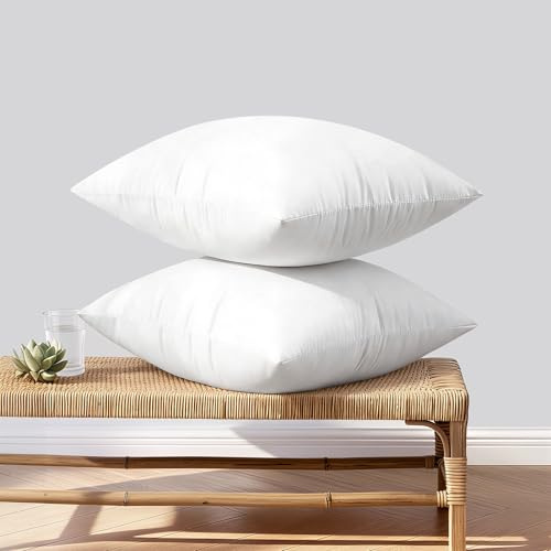 Woaboy Outdoor Kissen Wetterfest 45x45 cm Wasserfest Füllung Kissenfüllung Innenkissen Sofakissen 2er Set Kopfkissen Federkissen Zierkissen Füllkissen für Garten Couch Wohnzimmer Schlafzimmer Sofa