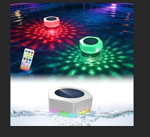 1 Stück Pool Lichter Solar, RGB solar Poolbeleuchtung Schwimmend Teichbeleuchtung Led mit Fernbedienung, RGBW Dimmbar, Led poolBeleuchtung Unterwasser für pool, Badewanne, Aquarium, Teich Deko | Solar Schwimmend Teichbeleuchtung, Led mit Fernbedienung, RGBW Dimmbar, Led PoolBeleuchtung Unterwasser für pool, Badewanne,
