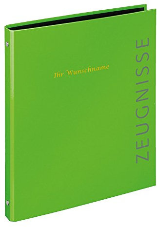 Zeugnismappe mit goldgefärbter Gravur / Zeugnisringbuch / Farbe: grün