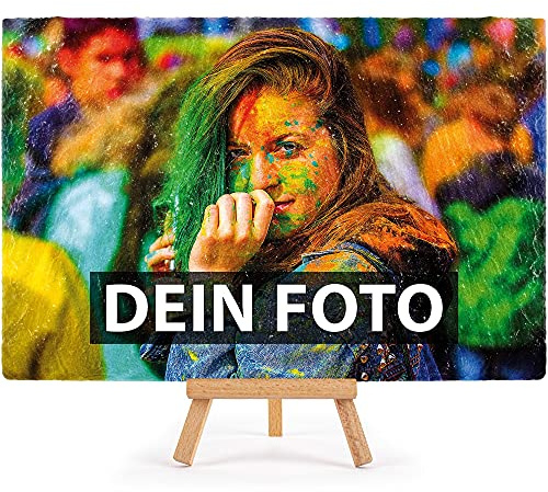Print Royal Schiefersteinplatte selbst gestalten - Schiefertafel mit eigenem Foto oder Wunschtext - inkl. Holz-Staffelei, außergewöhnliches Fotogeschenk 20x30 cm