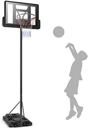 COSTWAY Canasta Baloncesto Exteior, Altura Regulable de 6 Niveles 180-305cm, Cansata Baloncesto Móvil con Base Rellenable y Ruedas, Canasta Baloncesto Infantiles Niños Adultos