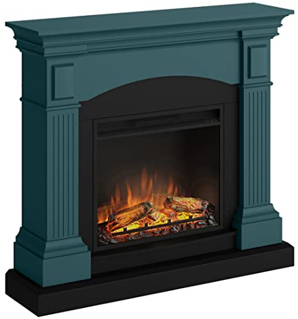 TAGU Magna Caminetto Elettrico - Camino Elettrico con riscaldamento, 1500W, Programmabile a 7 giorni, Termostato Digitale, Telecomando (Turchese Morbido)