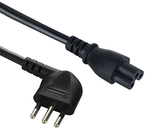 Electraline 95516 Cavo Alimentazione 1,5M Spina Salvazpazio 90° Italiana 10A a IEC C5 Femmina 2,5A, 1.5 M, Cavo H05VV-F 3G0.75, per TV, PC, Laptop, Schermo, Monitor, Bianco