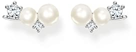 THOMAS SABO Sabo Ohrringe Ear Climber Perlen mit weißen Steinen aus 925 Sterlingsilber, Maße: ca. 0,7cm x 1,3cm, H2211-167-14