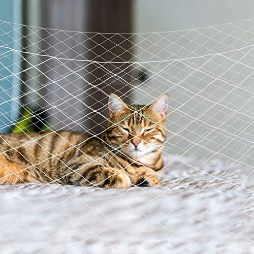 Cat Netting Anti-Fall Fence, Transparent Nylon Pet Mesh - 8x3cm(26 x 10 ft) for Dogs & Cat Safety on Balcony/Stairs/Window