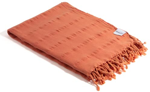 InfuseZen Stonewashed Turkish Bath & Beach Towel –100% Organic Turkish Cotton - Soft, Lightweight, Absorbent - Quick Dry, Sand Free - Swim, Pool, Shower, Travel - Peshtemal, Hammam Spa Towel - Orange