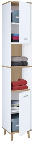 VCM Badmöbel Hochschrank 32x28x181 cm Badezimmerschrank | Viel Stauraum für Handtücher und Pflegeprodukte - im Badezimmer oder Gäste-WC - für Familien und Singles - Holzwerkstoff