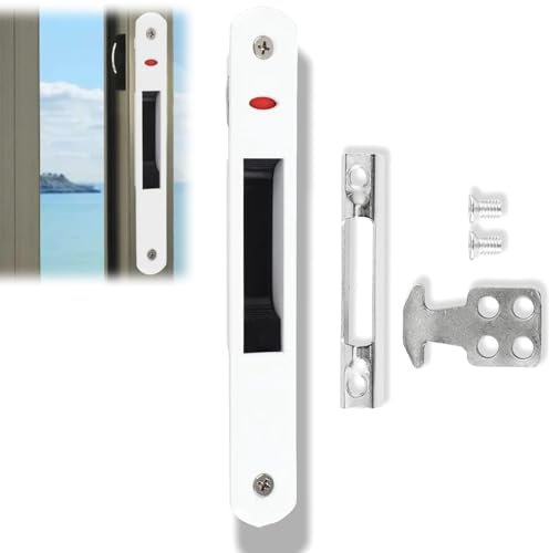 Serratura Porta Scorrevole, Serratura da Infilare per Finestre e Porte Scorrevoli, Serratura a Incasso per Finestre, 19,8x2,8 cm, Distanza dei Fori 6,7 pollici,per Porte Scorrevoli in Vetro,Finestre