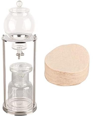 Kuuleyn 600ml Ice Cold Brew Dripper Coffee Maker, Cold Brew Drip Tower, Vidrio Reutilizable Cold Brew Maker Filtrado Soporte De Acero Inoxidable Transparente DIY Ice Coffee Brew Tower