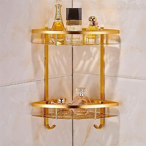 KanDuo Bathroom Shower Shelf Organizer Wall Mounted,Bathroom Shower Caddies Bathroom Gold Shelf Shower Caddy Space Aluminum Wall Mounted Corner Basket Shampoo Storage Etagere Salle De Bain