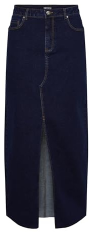 PIECES Pcjessie HW Ankle Denim Skirt Noos Exp Jeans Gonna, Denim Blu Scuro. Dettagli: Lavato, Medium