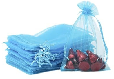 Whakano 20 Stück Bunt Organzasäckchen mit Kordelzug,Organzabeutel,Schmuckbeutel,GeschenkSack,für Hochzeit Geburtstag Süßigkeiten Schmuck Geschenkverpackung Party Mit Schnur,Blauer See,10x12cm