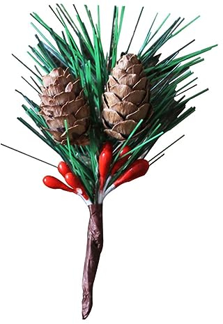 Warmhm 20stücke Künstliche Tannenzapfen für Weihnachts-deko Grünpflanzenaccessoires Künstliche Zweige mit Nadeln und Blättern DIY-kränze oder Gestecke zum Aufhängen Zufälliger Stil