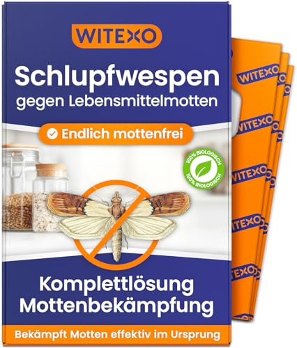 Witexo® Schlupfwespen gegen Lebensmittelmotten und Kleidermotten | Motten bekämpfen (4 Karten je Lieferung, Lebensmittelmotten bekämpfen (4 Lieferungen))