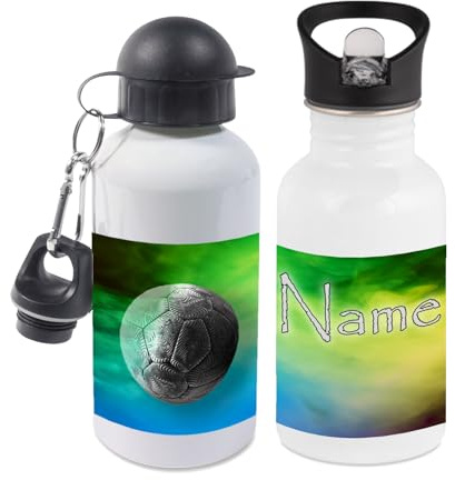 Maus-Design Trinkflasche personalisiert mit Name, Handball | 400ml, 500ml oder 600ml, Schriftwahl für Name, Edelstahl oder Aluminium