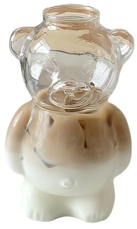 JUCHRZEY Taza de café con Forma de Oso de Dibujos Animados Copa de cóctel Taza de Vidrio con Forma de Oso Vasos para Bebidas para Novias Regalo de cumpleaños Femenino