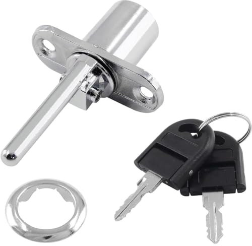 AFCJLTO 1x Schubladenschloss mit Schlüssel, Plunger & Cam Mechanismus - Für Büro, Schiebetüren, Schränke und Schubladen - Zinklegierung mit Chrom-Finish, Sichert Ihre Räumlichkeiten zuverlässig!