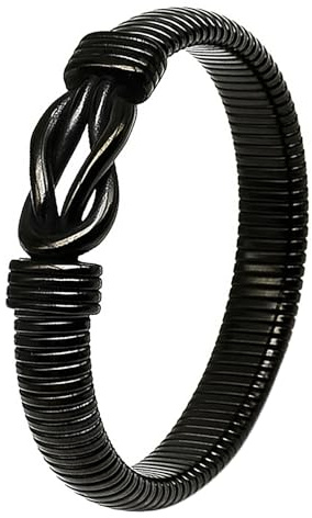 JewelryWe Infinity Armreif Elastisch Armband, 12mm Breit Edelstahl Chunky Unendlichkeitszeichen Stretch Armband Retro Hip Hop Punk Dick Armspange Manschette für Herren Damen