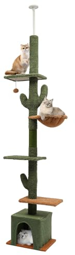 Árbol rascador grande, 218 cm, cactus, torre para gatos de varios pisos con árboles rascadores y hamaca, estructura de escalada para gatos de 5 kg
