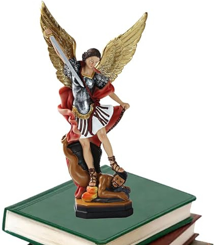 Dtaigou Estatua de - Figura arcángel Miguel Coloreada,El San Arcángel Miguel Derrotó al Dragón, La Escultura del Ángel de Batalla