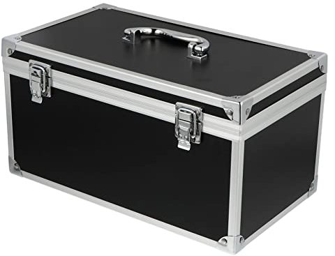 LIFKICH Multifunction Aluminum Storage Box Toolbox Hard Carrying Equipment Case Black 29x16x15cm Portable Tool Organizer for Travel and Workshop