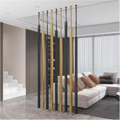 Sichtschutz-Trennpfosten, 9 Stück, verstellbarer Fuß, zusammenklappbar, Trennwand für Büro, Restaurant, Studio, Eingangsbereich, Metallgitter, Säule, kommerzielle Heimdekoration, Boden bis Decke