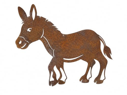 Kapaga - Gartenfigur aus Rost - Metall - Edelrost - Esel - Höhe 72 cm | auf Einschlagbeinen, Tierfigur, Dekofigur - Dekoration Gartendeko - Gartendekoration