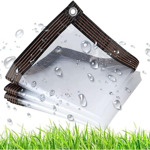 Transparent Waterproof Tarpaulin, Clear Tarps Heavy Duty, Windproof and Snowproof Poly Tarpaulin Covering, Anti Tear Tarp with Grommets, for Patio Henhouse Porch Canopy