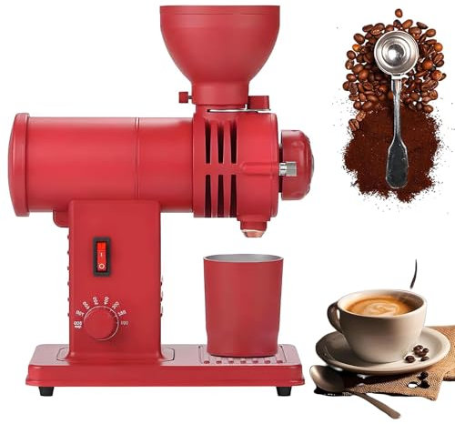Molinillo de café eléctrico de acero inoxidable, molinillo automático de 10 engranajes con rugosidad ajustable, capacidad de 250 g, for espresso, goteo y vertido.(Red)