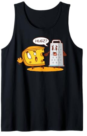 Funny Cheese and Grater Hug Cartoon Pun Tank Top