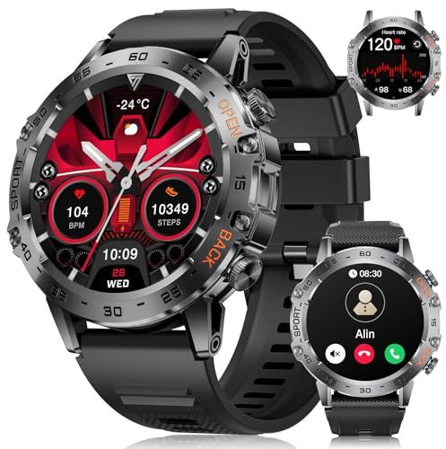 LIGE Montre Connectée Homme avec 1.45'' Amoled Écran/530mAh Batterie,Montre Fitness avec 120+ Modes Sportifs, Moniteur de Fréquence Cardiaque,Sommeil,IP68 Étanche pour Android iOS,2 Silicone