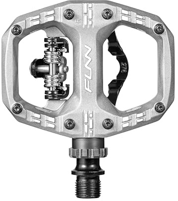 Funn Clast Klickpedale mit Dual-Plattform – Für MTB, Pendeln und Touren – SPD-kompatibel auf Einer Seite, Plattformpedal auf der Anderen (Silber)