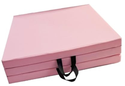 TINGMIAN Tappetino per esercizi pieghevole, tappetino da yoga, cardio allenamento, aerobica, protegge il pavimento, tappetino elastico per pilates, ginnastica (rosa)