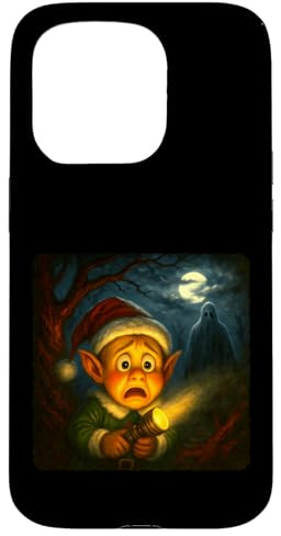 Christmas Elf Scary Horror Night Flashlight Halloween Ghost Case for iPhone 15 Pro