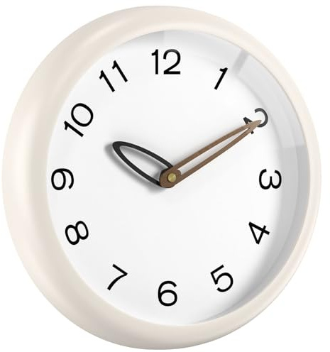 lanktoo 12 Silent Wall Clock – Battery Operated, Tempered Glass, Decorative Clock for Living Room, Bedroom, Kitchen & Bathroom, Home Decor Gift (Off White)