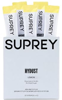 HYDUST by SUPREY - Electrolitos en Polvo para Hidratación | 0 Azúcar Añadido | Con Sodio, Potasio y Magnesio | Caja de 20 Sobres | 120g, Sabor Limón