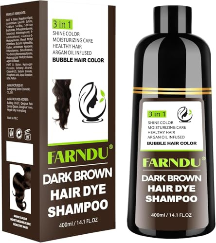 Dark Brown Hair Dye Shampoo for Women Men Grey Hair Coverage