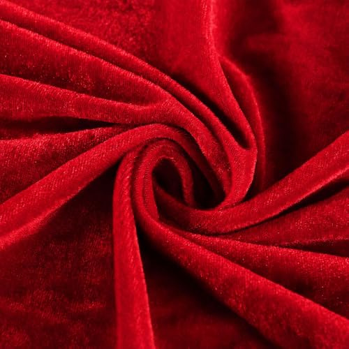 Pannesamt Stoff Meterware 2m x 160cm, Roter Stretch Samt, Velvet Dekostoff für Vorhänge Gardinen Bühne Kostüm Kleid Bekleidung Tischdecke Dekostoff