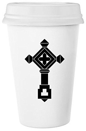 Religion Christentum Belief Kirche schwarz weiß Heiligen Kreuz Säule Kultur, Design Art Illustration Muster Classic Tasse Weiß Keramik Keramik Tasse Kaffee Milch Tasse 350 ml