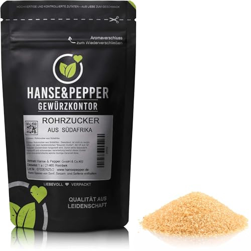 1kg Echter Rohrzucker aus Südafrika unraffiniert Brauner Zucker natürlich vom Hanse&Pepper Gewürzkontor - Gourmet Serie