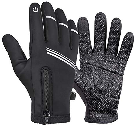 HIKENTURE-Fahrradhandschuhe-Superwarme Winddichte rutschfeste MTB-Handschuhe mit Touchscreen-Funktion Schwarze Vollfinger Winterhandschuhe für Herren und Damen Radsporthandschuhe Winter und Herbst-XL