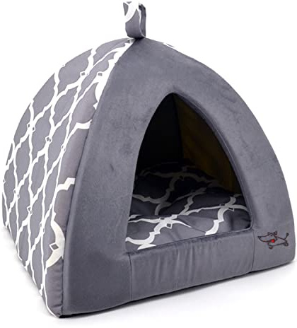 Pet Tent-Soft Bed for Dog and Cat by Best Pet Supplies - Gray Lattice, 19 x 19 x H:19