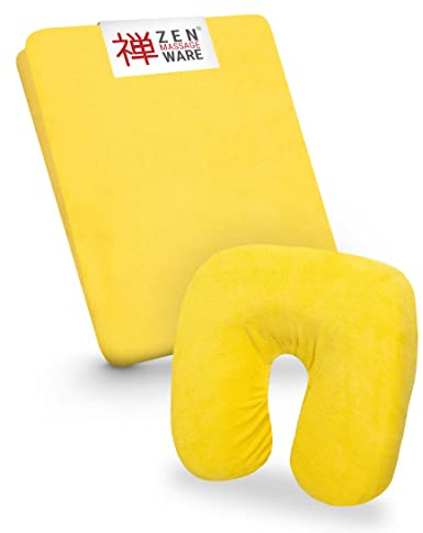 Zen – Spannbezug für Massageliegen & Kopfstützen – weiches Frottee-Spannbetttuch für Kosmetik-, Therapie- & Behandlungsliegen – Liegenbezug waschbar bei 60° – Massage-Zubehör (Gelb)