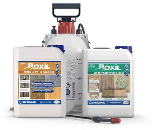 Roxil Wood Cleaning & Protection Kit - Cleans and Protects Decking, Sheds, Fences, Garden Furniture and any other outdoor timber