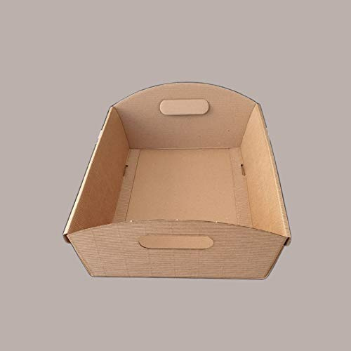 Lucgel Cesto Vassoio Grande Maxi Rettangolare in Carta Onda Avana 520x410H135mm - 5 pezzi -