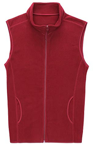 KTWOLEN Herren Fleece-Weste mit durchgehendem Reißverschluss Active Fleeceweste Outdoorweste Softshell Körperwärmer (Rot, XL)