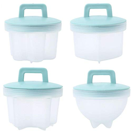 Herramienta De Cocido Vapor del Huevo, 4 Forma Desayuno Utensilios De Cocina, Furtivo del Huevo Copa, Caldera del Huevo Molde Huevo Huevo Cocina con Tapa, De Microondas para Cocinar Huevos
